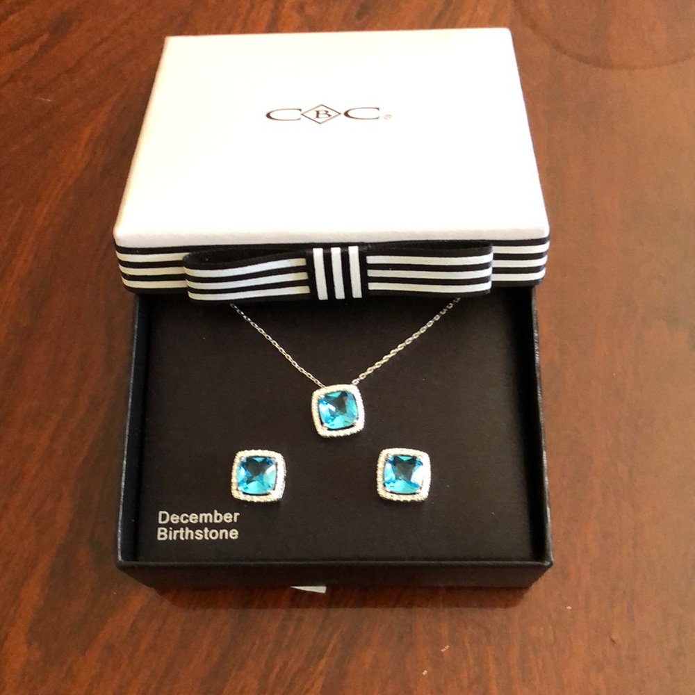 NWT CBC December Birthstone Necklace and Earring Set